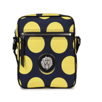 范思哲 奢侈品 男士深蓝配黄色聚酯纤维单肩斜挎包 FBU0112 FPNM F888N（一经售出，概不退换）