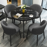 途享接待洽谈桌椅组合(1桌4椅)铁灰色/布艺+80黑石纹桌/H908