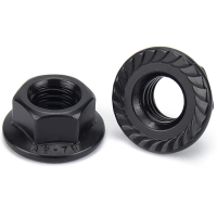 黑色304不锈钢法兰螺母法兰螺帽防滑防松花齿M5 单位：个