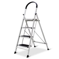 XHS 家用梯子四步折叠梯子加厚钢管铁梯宽踏板人字梯单侧工程梯