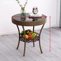 钱柜 高档阳台小茶几小户型茶桌茶台藤编方形小圆桌藤椅子组合休闲玻璃