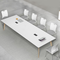 钱柜 小型简易会议桌长桌简约现代洽谈桌工作台6/8人长条办公桌椅组合