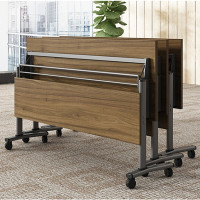 钱柜 办公家具折叠培训桌会议桌椅组合长条桌拼接翻板桌职员桌辅导课桌(不含椅子)