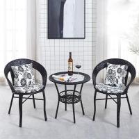 钱柜 户外藤编桌椅庭院组合藤条室外休闲座椅阳台腾椅露台套装现代简约