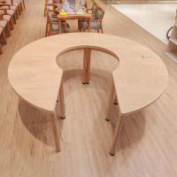 钱柜老年公寓组合餐桌适老化家具创意字母组合喂食餐桌实木饭桌