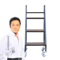 钱柜钢制加厚三步书梯学校图书馆书架档案室密集架 移动静音三层书梯黑色