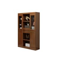 钱柜适老化新中式实木书柜带玻璃自由组合书房整体组装储物柜大书橱置物架三书柜
