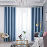 浅蓝色三色遮光窗帘(含安装)
