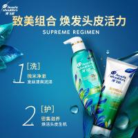 海飞丝无硅油洗发水350ml天然成分修复赋活去屑控油蓬松植物香氛小绿瓶清香型