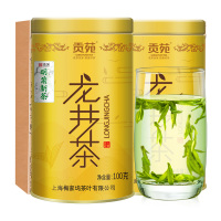 贡苑 2021年新茶上市 茶叶绿茶 明前特级龙井茶100*2罐 杭州原产绿茶头芽明前春茶