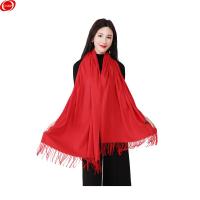 谋福CNMF9863 年会大红围巾 冬季保暖百搭围脖 红色围巾 保暖围脖 中国红围巾披肩 (精品羊绒标准款20