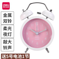 得力闹钟静音学生专用简约夜光儿童床头钟