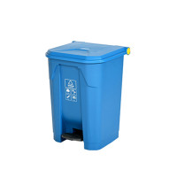 惠洁(huijie)塑料分类垃圾桶户外垃圾桶50L脚踏垃圾桶可定制YY-D148蓝色
