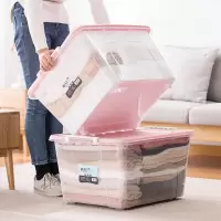 茶花收纳箱大号衣服整理箱子储物箱塑料箱衣物玩具书籍收纳箱86L 2支装