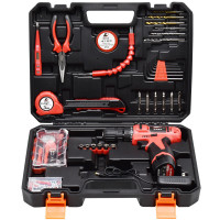 卡夫威尔 冲击电钻家用工具箱套装大号维修安装水电木工日常家居备用工具组套 112件套 12V锂电钻 P3092A