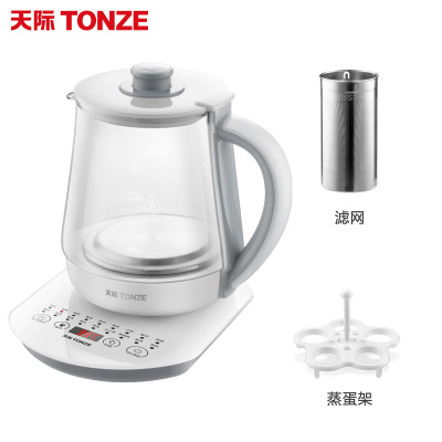 天际(TONZE)养生壶办公室小型全自动加厚玻璃烧水壶养身花茶壶家用多功能煮茶器大容量电用煮蛋1.8LBJH-W180P