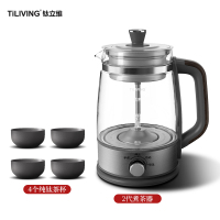 钛立维(TILVING)纯钛煮茶器全自动蒸汽煮茶器蒸煮两用款电茶壶花茶壶黑茶壶煮茶壶普洱家用玻璃茶杯套装TD-Z101