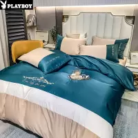 花花公子(PLAYBOY)欧式四件套水洗冰丝春夏丝滑季床单床笠被套罩床上用品