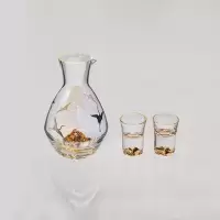 个杯堂 金山-炫彩光芒酒具 酒杯套装 24K水晶玻璃杯 一壶两杯