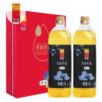悦润 中粮亚麻籽油 物理压榨一级食用油 新疆塔原食用植物油 1L*2瓶/礼盒装