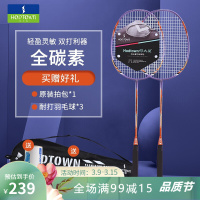 何大屋Hodtown HDW1311 羽毛球拍双拍 成人健身用羽毛球拍2支只羽毛球训练比赛耐打碳素羽拍初学者