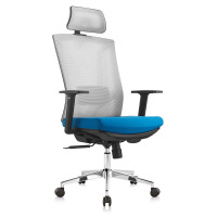 锐达星办公职员经理椅家用透气网背电竞椅时尚休闲转椅固定扶手-蓝灰配色(含头枕)-可定制