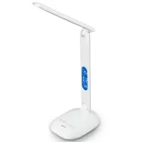 得力 4325LED 多功能台灯 充电触控学生阅读闹钟灯 可调光床头灯1200mAh DC5V