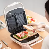 适盒A4BOX三明治早餐机华夫饼机轻食机甜甜圈机电饼铛家用可拆洗双面加热煎饼锅 正午白标配(主机+三明治盘)