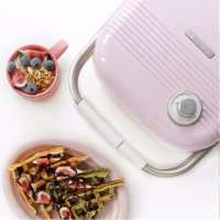 适盒A4BOX三明治早餐机华夫饼机轻食机甜甜圈机电饼铛家用可拆洗双面加热煎饼锅 日落粉顶配(主机+三个盘)