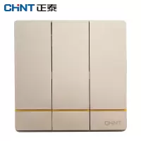 正泰（CHNT）NEW2 L00602 86型金色开关插座面板 三开双控16A