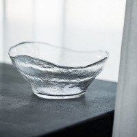 玻璃沙拉碗不规则锤纹玻璃碗