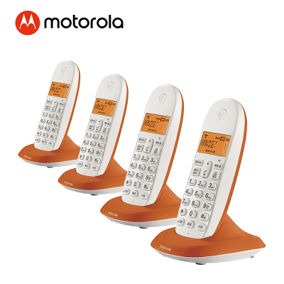 摩托罗拉数字无绳电话机 无线座机 单机 子母机 办公家用 来电显示 三方通话 C1001XC(橙色) 一拖三