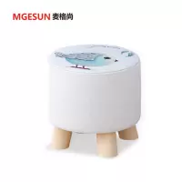 麦格尚 小凳子家用布艺实木换鞋凳创意圆凳客厅网红板凳懒人沙发茶几矮凳