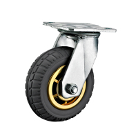 6寸重型橡胶脚轮万向轮 通用静音弹力镀金减震平板手推车轮子