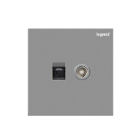 罗格朗legrand逸景系列-深砂银插座 电脑超五类网络插座+普通TV插座