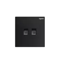 罗格朗legrand逸景系列-碳素黑插座 电脑超五类网络插座+电话插座