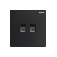 罗格朗legrand逸景系列-碳素黑插座 电脑超五类网络插座2口