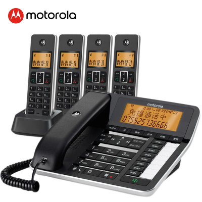摩托罗拉录音电话机 无线座机 子母机 固定电话 办公家用 大屏幕 语音报号C7501RC一拖四