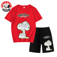 史努比男童夏季套装帅气潮装儿童夏装女短袖T恤纯棉短裤高档童装MDT06TZ