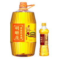 胡姬花古法花生油4.5L+古法小榨花生油700ML食用油 一级压榨家用炒菜山东花生食用油