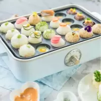 适盒A4BOX 涮烤一体锅多功能料理锅电烤炉烤肉机电火锅无烟电烤盘烤鱼家用抖音网红锅 淡月蓝-礼盒版(平面烤盘+六圆盘+