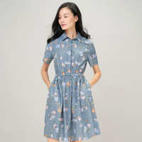 鄂尔多斯1980春夏翻领女衬衫连衣裙