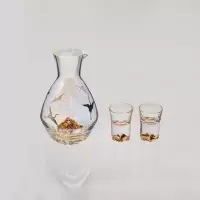 个杯堂 金山-炫彩光芒酒具 酒杯套装 24K水晶玻璃杯 一壶两杯