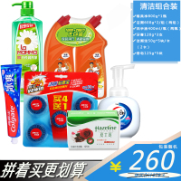 清洁组合套装 (内含餐具净 洁厕咖喱 洗手液 牙膏 洁厕宝 香皂)FL(预计2-10天到货)