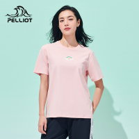 伯希和运动百搭户外快干T恤女 2021新短袖潮流印花跑步弹力棉半袖