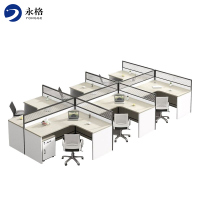 办公桌椅组合简约现代员工电脑桌屏风隔断工作位2/4/6/人办公桌 F型三人位含柜椅