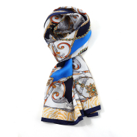 恒源祥 HYX017WJ 素绉缎真丝长巾 蓝灰色