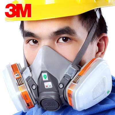 3M6200防毒面具配6009防汞蒸气水银氯气工业粉尘化工气体防护面罩