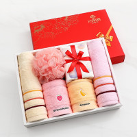 洁丽雅毛巾礼盒纯棉吸水毛巾多条装带浴花 公司福利