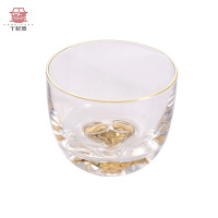 个杯堂 水晶金牛茶杯套装 玻璃杯小茶杯 璃彩金牛杯 80ml/只*4